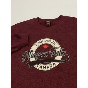 Teepee Niagara Falls Sweatshirt Mens Medium Burgundy Canada‎ Graphic Pullover